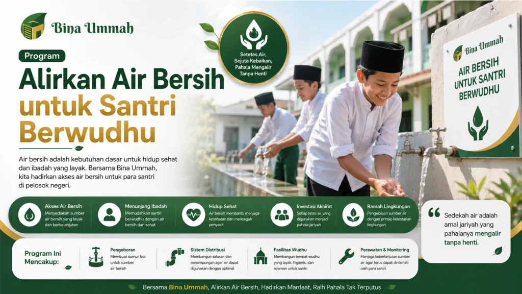 Program Alirkan Air Bersih untuk Santri Berwudhu